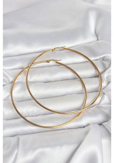 316l Çelik Gold Renk 80 Mm Kadın Halka Küpe 6413405