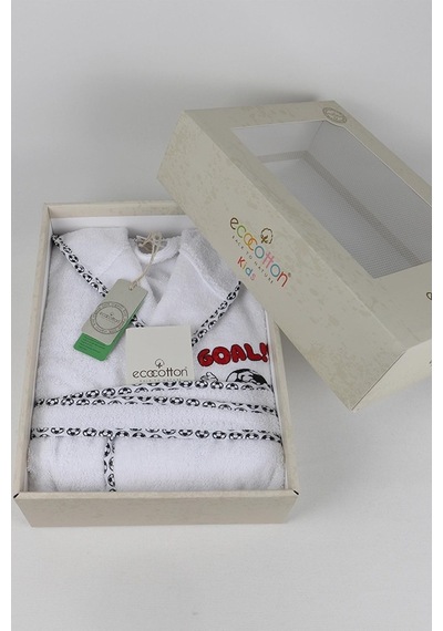 Ecocotton Funny Football Erkek Çocuk Bornoz Beyaz