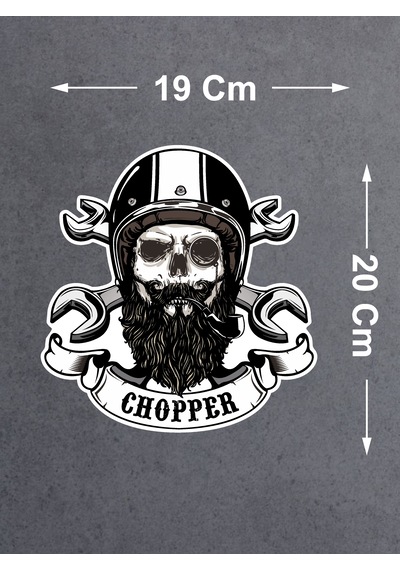 Chopper Kurukafa Sticker - Motosiklet Araba Oto Motor Cam Sticker - 00072 20x19 Cm