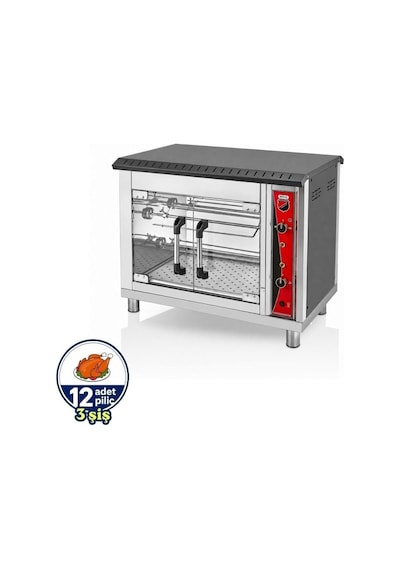 Silverinox Tüplü Set Üstü Piliç Çevirme 3 Şiş 12 Piliç
