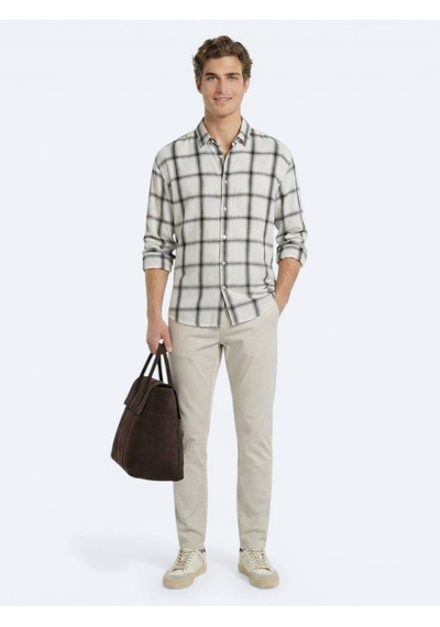 Kip Bej Oversize Fit Dokuma Casual Gömlek