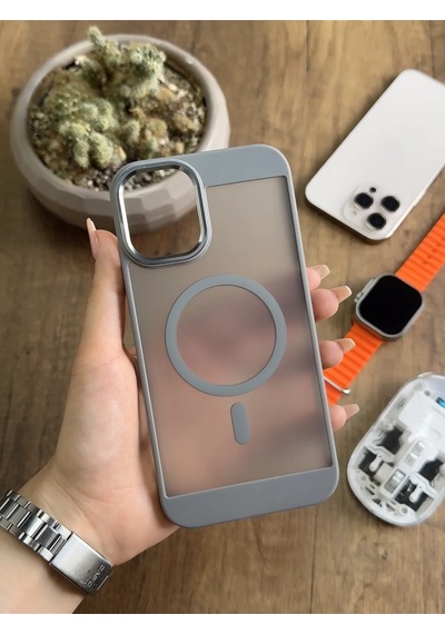 Apple iPhone 16 Plus Magsafe Uyumlu Silikon Kılıf Soocase635 Gri
