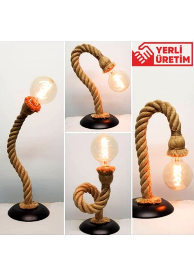 Dekoratif Hareketli Halat Masa Lambası 2 Metre Anahtarlı Kablolu(323036131) Siyah Duy