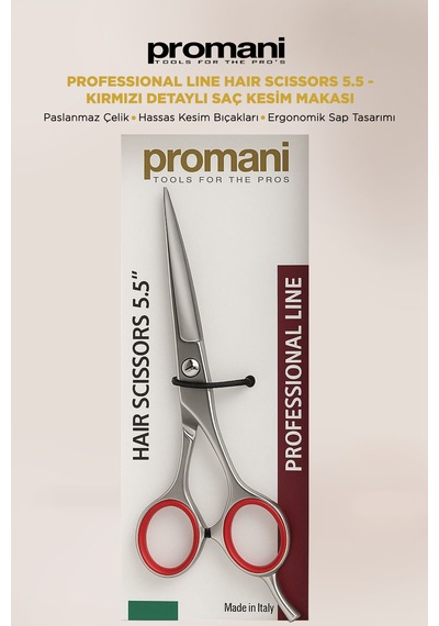 Professional Line Hair Scissors 5.5 - Kırmızı Detaylı Saç Kesim Makası