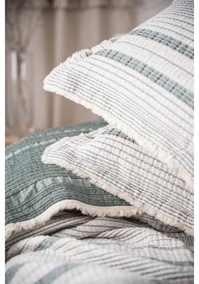 Ecocotton Hivda Yeşil %100 Organik Pamuk Müslin Dolgulu Çift Kişilik Yatak Örüsü Yeşil