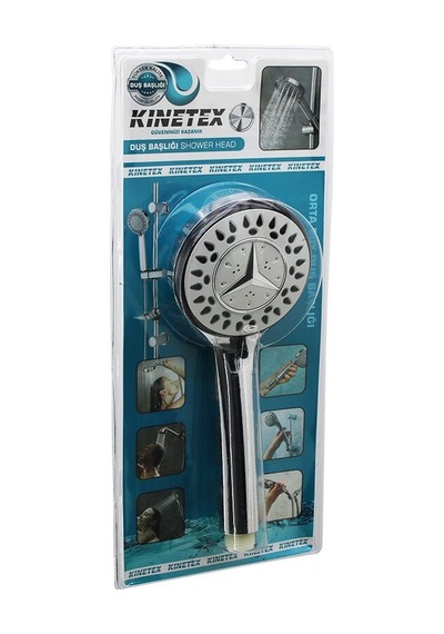 Kinetex Ktx-2345 Orta Yuvarlak & Bombeli 9.5cm Duş Başlık Kademeli Krom Gövde & Siyah Kenar