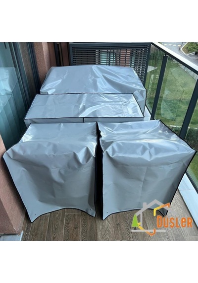 Bahçe İkili Ya Da Üçlü Koltuk Ölçülerine Uygun Koltuk Mobilya Koruma Kılıfı Su Geçirmez Gri Polyester Branda Çok Renkli