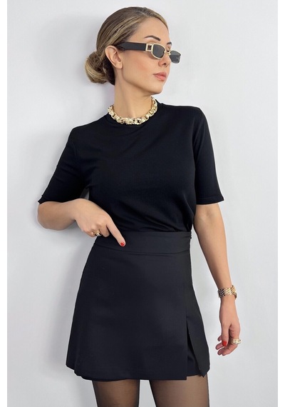 Ritnice Viscose Doku Next Premium Selection Siyah Yarım Kol Triko Kazak Siyah