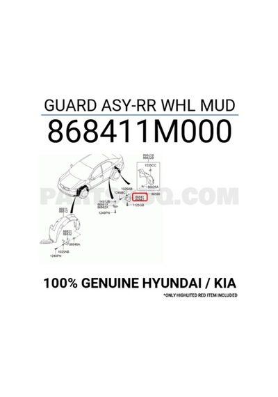 KIA CERATO ARKA ÇAMURLUK TOZLUK SOL 2008-2017 868411M000