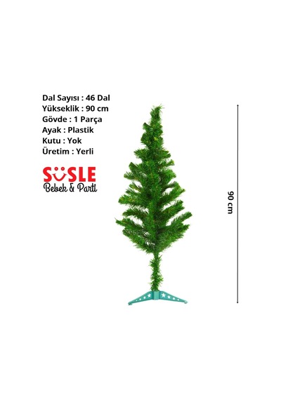 90 Cm Yılbaşı Çam Ağacı - 46 Dallı Ve Plastik Ayaklı
