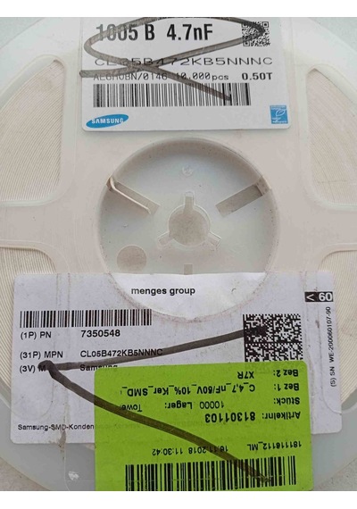 Cl05b472kb5nnnc 4.7nf 50v 0402 Smd Seramik Kondansatör 1000 Adet