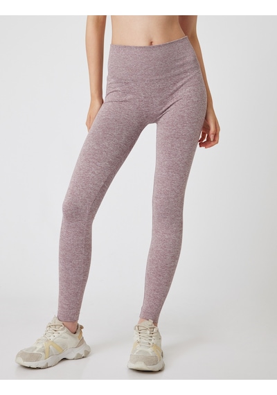 Koton Dikişsiz Tayt Spor Yüksek Bel Tül Detaylı Kırçıllı Slim Fit Pembe 5wak40195nk Gülkurusu