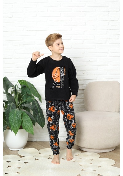 Modanino Erkek Çocuk Welsoft/polar Kumaş Pijama Takımı 12491 Siyah