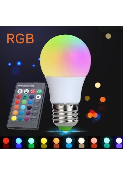 4 Adet Kumandalı, 20 Farklı Işık Renkli, Çakar Modlu Akıllı Led Ampul, Çok Kaliteli Rgb E-27 Ampul