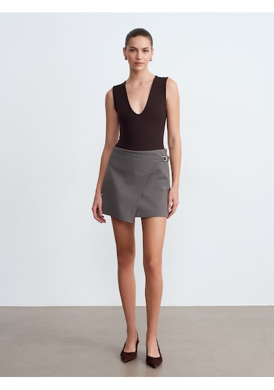 Dilvin 32835 V Yaka Bodysuit-koyu Kahve