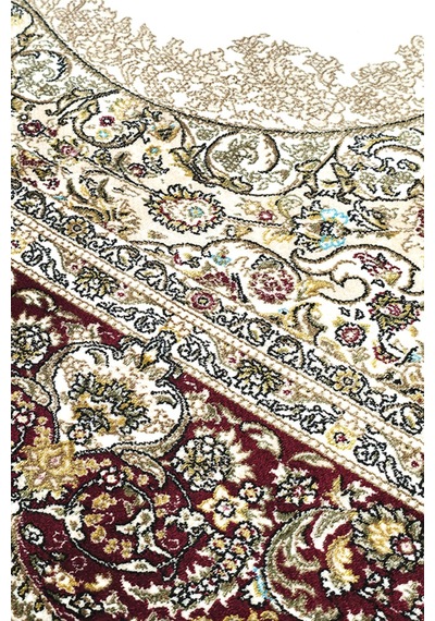 Enti Herat 2806 Kırmızı Klasik Salon Halısı Çerçeveli Göbekli Parlak Dokuma Lüks Vintage Halı Kırmızı