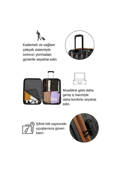 Büyük Boy Valiz 4x2 Teker Siyah-taba 1167 Siyah - Taba