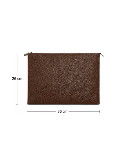 Zipcase 36x26 Cm Kalın Suni Deri Çift Dikişli Fermuarlı Laptop Ve Evrak Çantası Kahverengi Kahverengi