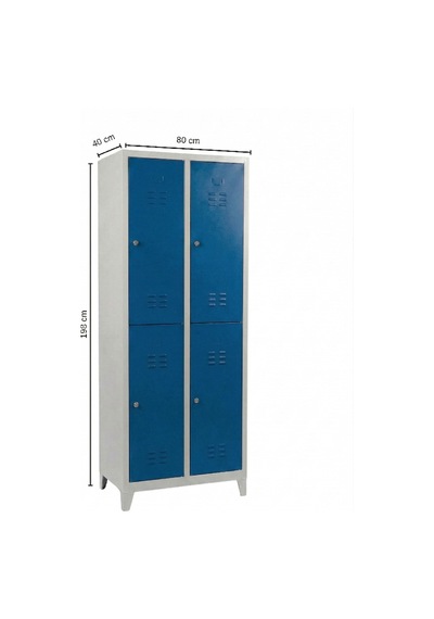 4 Gözlü Standart Soyunma Dolabı Mavi 80x40x198