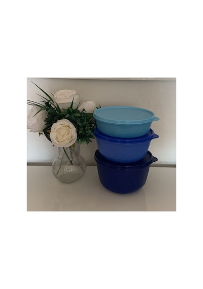 Mucize Şeker Saklama Ve Servis Kabı 3 Lü Set Yeni Renkler Mavi