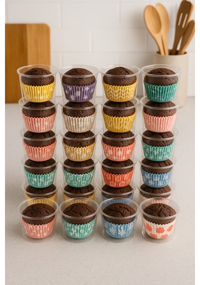 100adet Renkli Cupcake & Muffin Kağıdı - Yağ Geçirmez - Karışık Gönderilir Çok Renkli