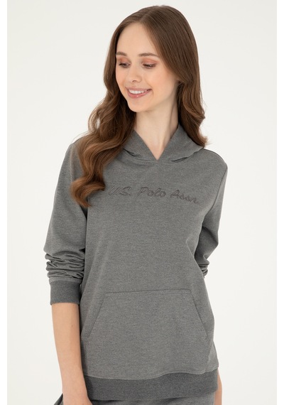 U.S. Polo Assn. Kadın Antrasit Melanj Kapüşonlu Sweatshirt 50296947-VR081 U.S. Polo Assn. Kadın Antrasit Melanj Kapüşonlu Sweatshirt 50296947-VR081
