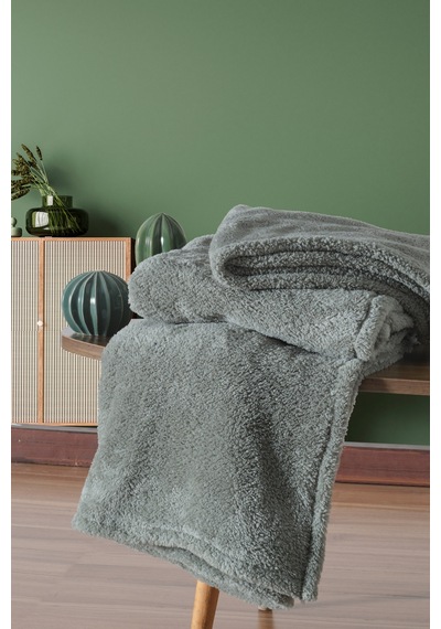 Wellsoft Tv Battaniyesi Peluş Polar Ultra Yumuşak Battaniye 140x170 Cm Duman Yeşili