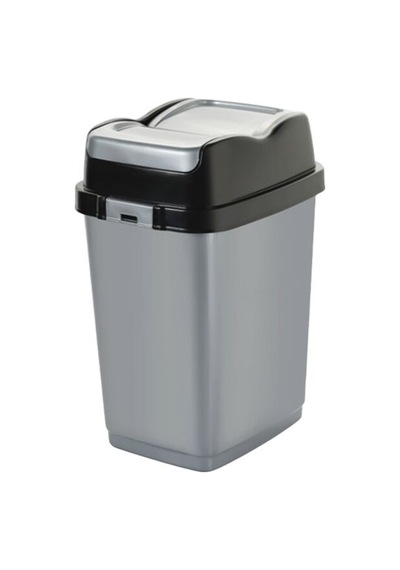 Dünya-09711-400 Ve 410 Easy Çöp Kovası Plastik 149x185x266mm 5lt Siyah Çift Kapaklı Gri - 36'li Paket