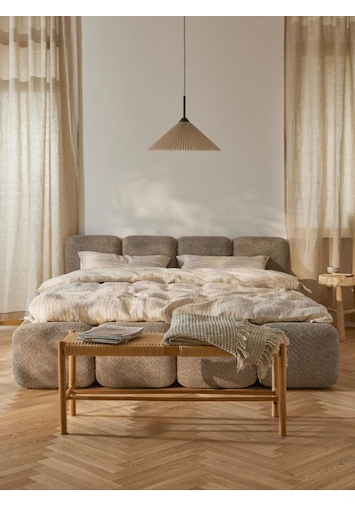 Most Oktagon Bazalı Mdf Karyola 180x200 Kahve Bukle Kumaş İşbir Kuştüyü Sünger Evinize Teslim 180 x 200