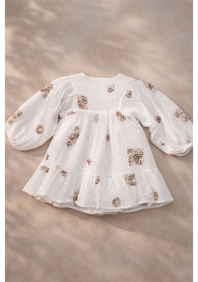 Uğur Bebe Çift Kat Müslin Kumaş Kız Çocuk Elbise %100 Pamuk, Balon Kollu, Nefes Alan Kumaş Ekru Ekru Uğur Bebe Çift Kat Müslin Kumaş Kız Çocuk Elbise %100 Pamuk, Balon Kollu, Nefes Alan Kumaş Ekru Ekru