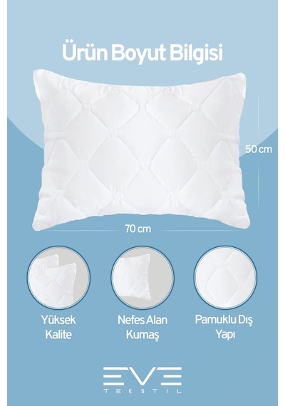 Eve Tekstil 6 Adet Diamond Plus Kapitone Yastık 50 70 Cm 800 Gr Beyaz