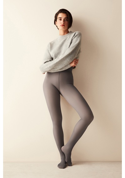 Thin Looking İçi Peluşlu Gri Külotlu Çorap Gri