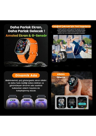 Harvox Hk 11 Ultra 3 Amoled Akıllı Saat Iphone Ve Android Tüm Telefonlara Uyumlu 49 Mm Gümüş
