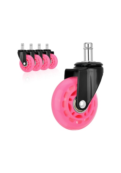 S-wheels Motion Silikon Oyuncu Koltuğu Tekeri 75mm - Pembe Ofis Koltuk Tekeri Ultra Sessiz Sandalye Tekeri Pembe