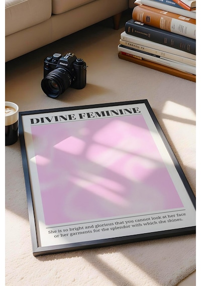 Divine Feminine Çerçeveli Tablo İlahi Dişilik Pembe Aura Enerji Renkleri