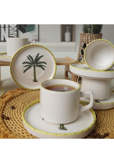 Palmiye Stackable Çay Takımı 12 Parça 6 Kişilik 22642 Çok Renkli