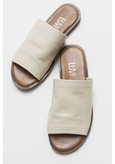 Luvishoes Clau Bej Kadın Deri Terlik Bej