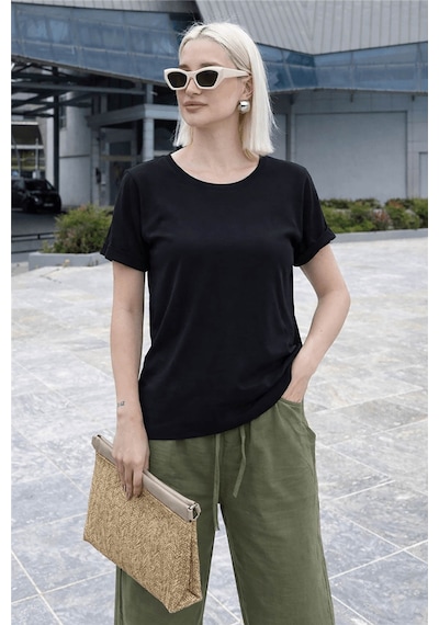 Fashion Friends Bisiklet Yaka Siyah Kadın Bluz 26y0194k1