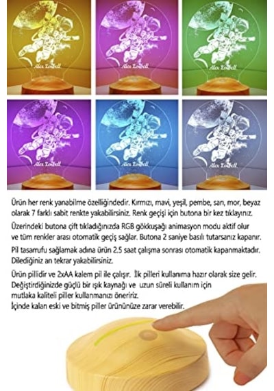 Astronot, Kozmonot, Astronot Hediyesi, Uzay Hediyesi, Kişiye Özel 3d Led Lamba 40134394