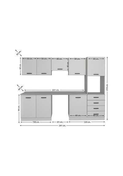 Decoraktiv Elite 280q Ankastre Boy Dolaplı Mdf Hazır Mutfak Dolabı - Tezgah Dahil - Buz Gri Açık Gri Decoraktiv Elite 280q Ankastre Boy Dolaplı Mdf Hazır Mutfak Dolabı - Tezgah Dahil - Buz Gri Açık Gri