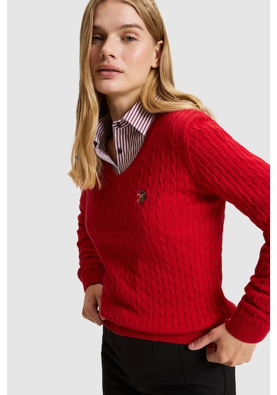 U.S. Polo Assn. Kadın Kırmızı Basic Kazak 50327575-vr171 Basıc Kırmızı