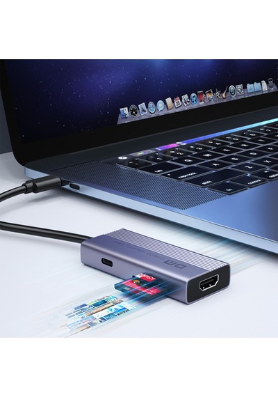 Dm Chb059 Type-c To 4k Hdmı 2 Usb-a Pd 60w Sd Ve Micro Sd Kart Okuyucu Çoklayıcı Hub