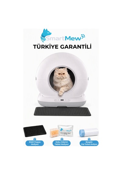 Smartmew Sce001 Akıllı Otomatik Kedi Tuvaleti - 75 Litre Hazneli, Kendi Kendini Temizleyen, Koku Önleyici Kedi Kumu Kabı