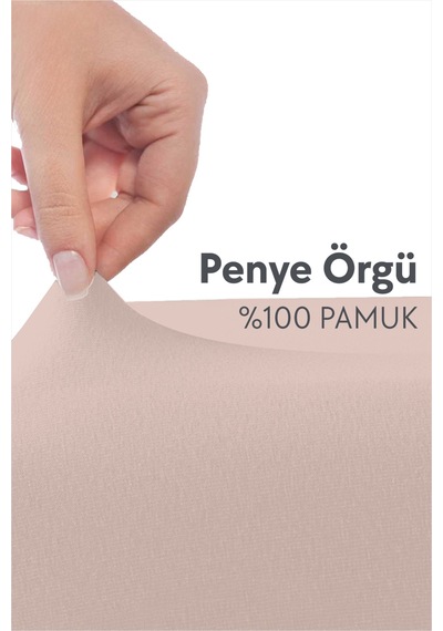 Calmera | %100 Pamuk Penye Lastikli Çarşaf | Tek Kişilik | Pudra