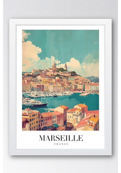 Marseille France Vintage Seyahat Posteri Çerçeveli Tablo - Premium Fransız Rivierası Duvar Dekoru Beyaz Marseille France Vintage Seyahat Posteri Çerçeveli Tablo - Premium Fransız Rivierası Duvar Dekoru Beyaz