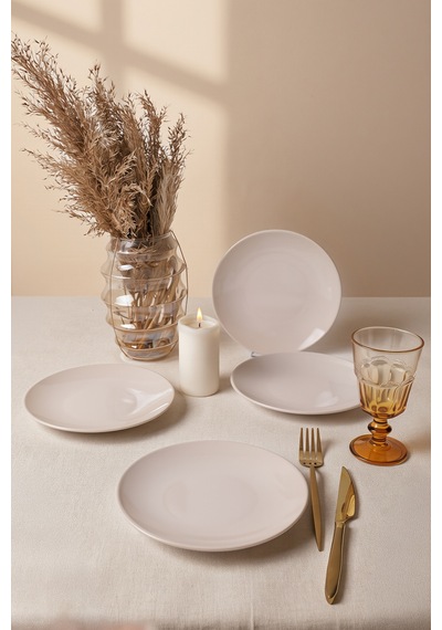 Keramika Krem Ege Pasta Tabağı 20 Cm 4 Adet 036