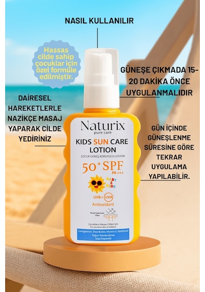 Çocuk Güneş Koruyucu Losyon Spf 50+ Pa+++ Yeni Nesil Koruma Ve Yoğun Nem - 200 Ml