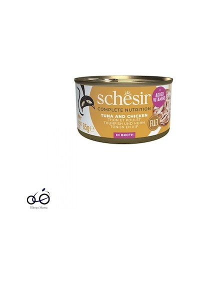 Schesir Ton Balıklı Tavuk Filetolu Ve Pirinçli Pişirme Suyunda Yetişkin Kedi Konservesi 85g