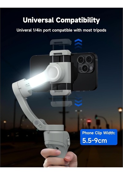 Telefon Sabitleyici Selfie Gimbal - 3 Eksenli Sabitleyici Yapı, Led Işıklı Tasarım, Selfie Çekimi, Otomatik Yüz T Diğer
