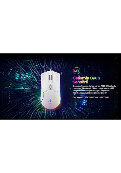 North Air White Kablolu RGB Optik Oyuncu Mouse